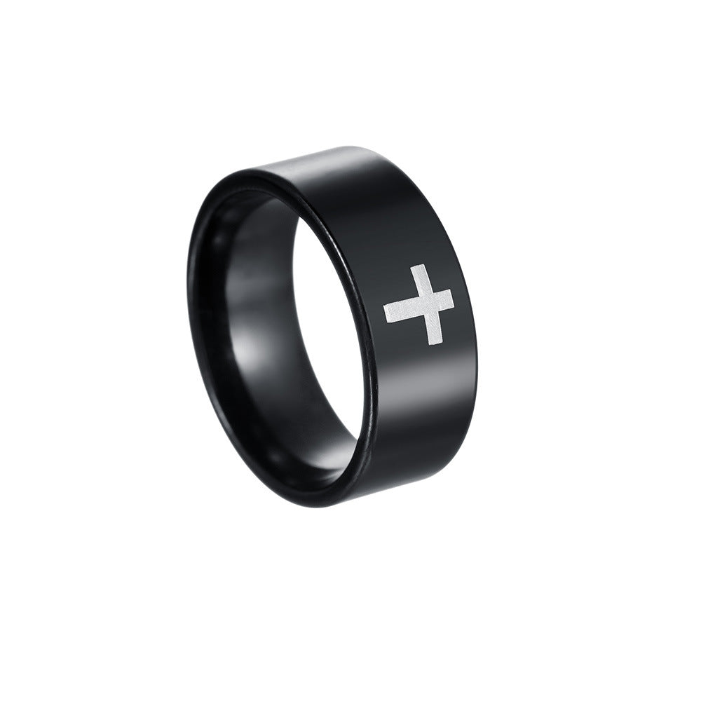 Cross Ornament Classic Marking Stainless Steel Rings