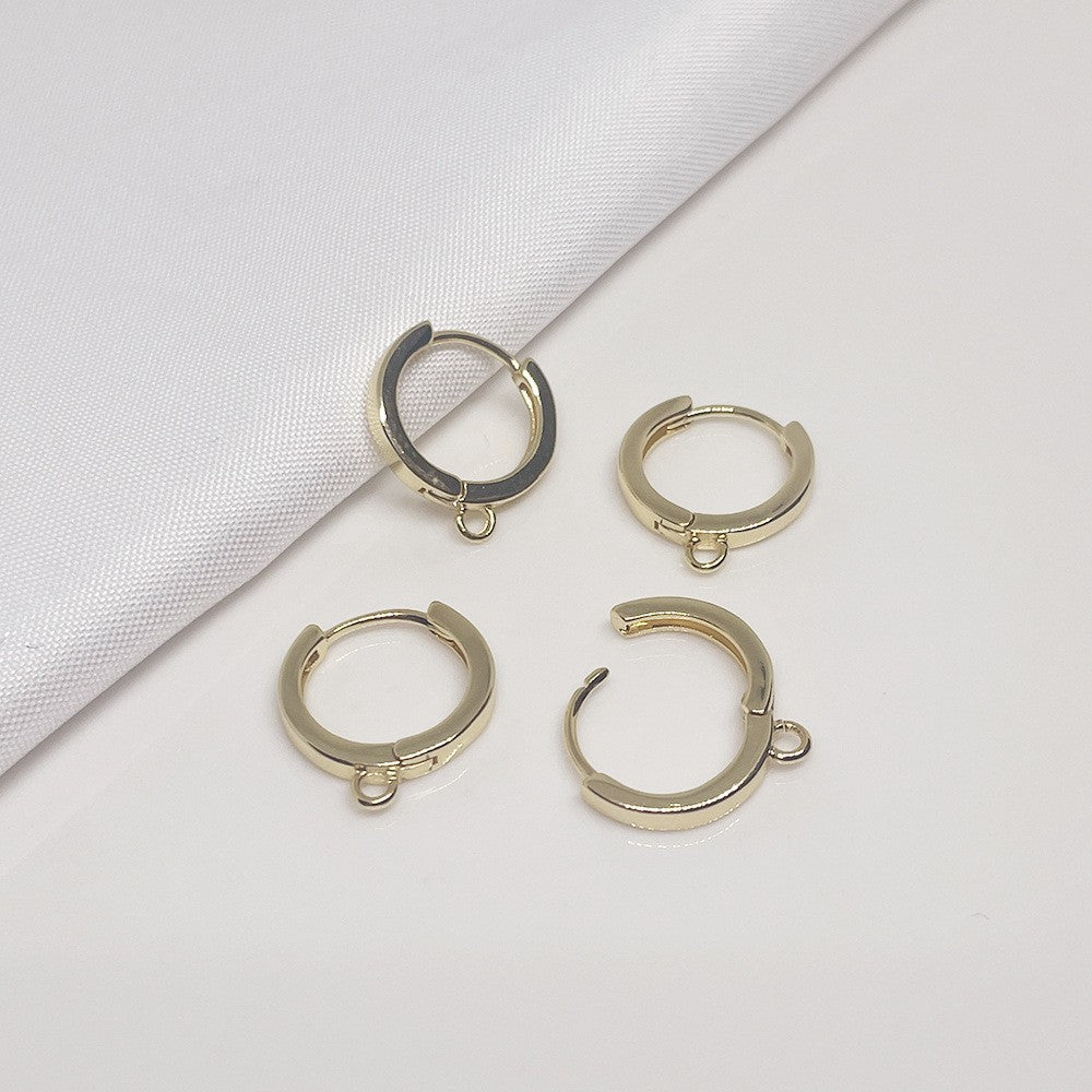 Color Retention Gilded Clip Glossy Round Handmade Ear Buckle
