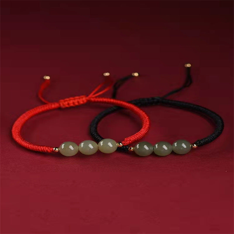 Jade Lucky Beads Red Rope Trendy Life Carrying Bracelets