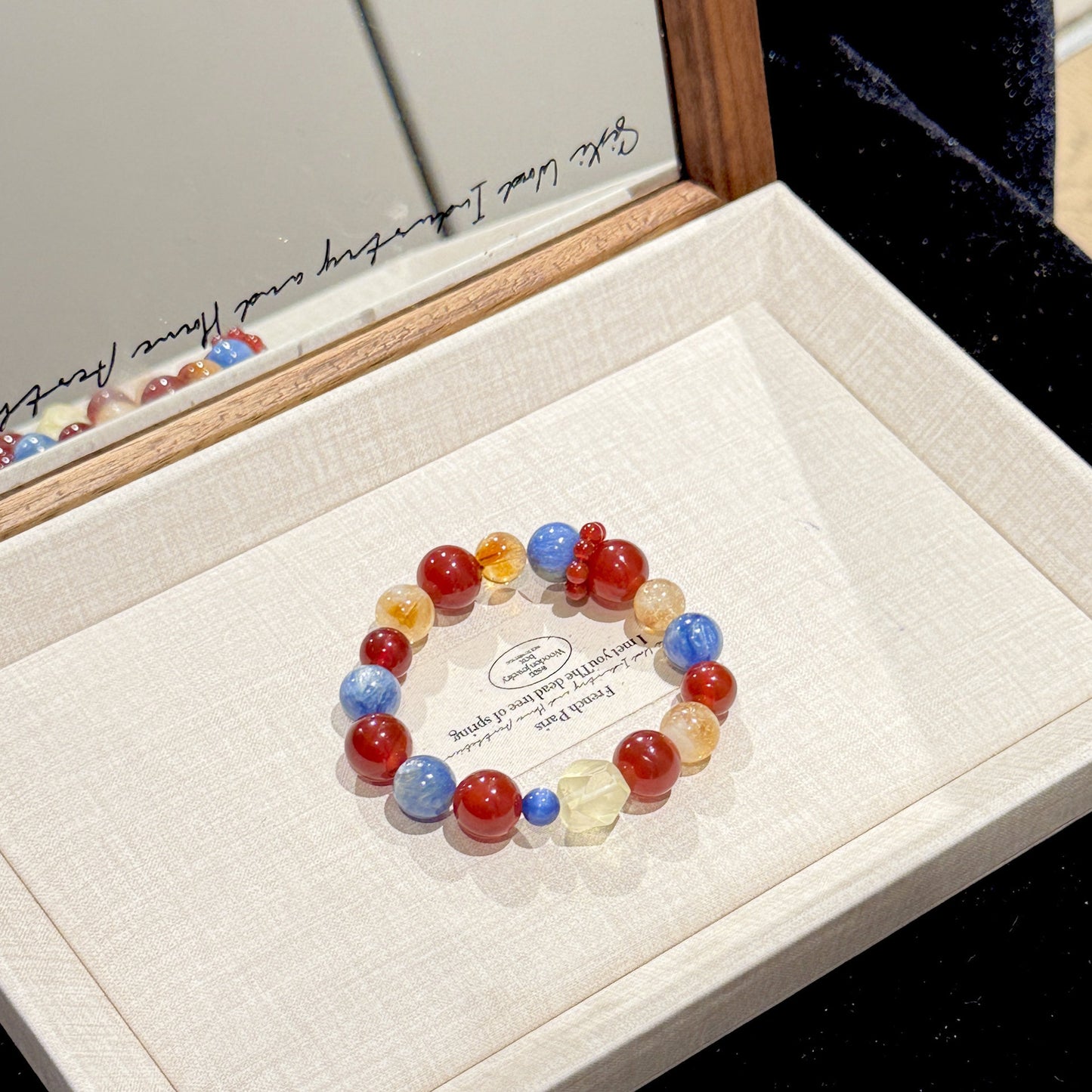 Blue Red Agate Sealant Flower Yellow White Crystal Bracelet