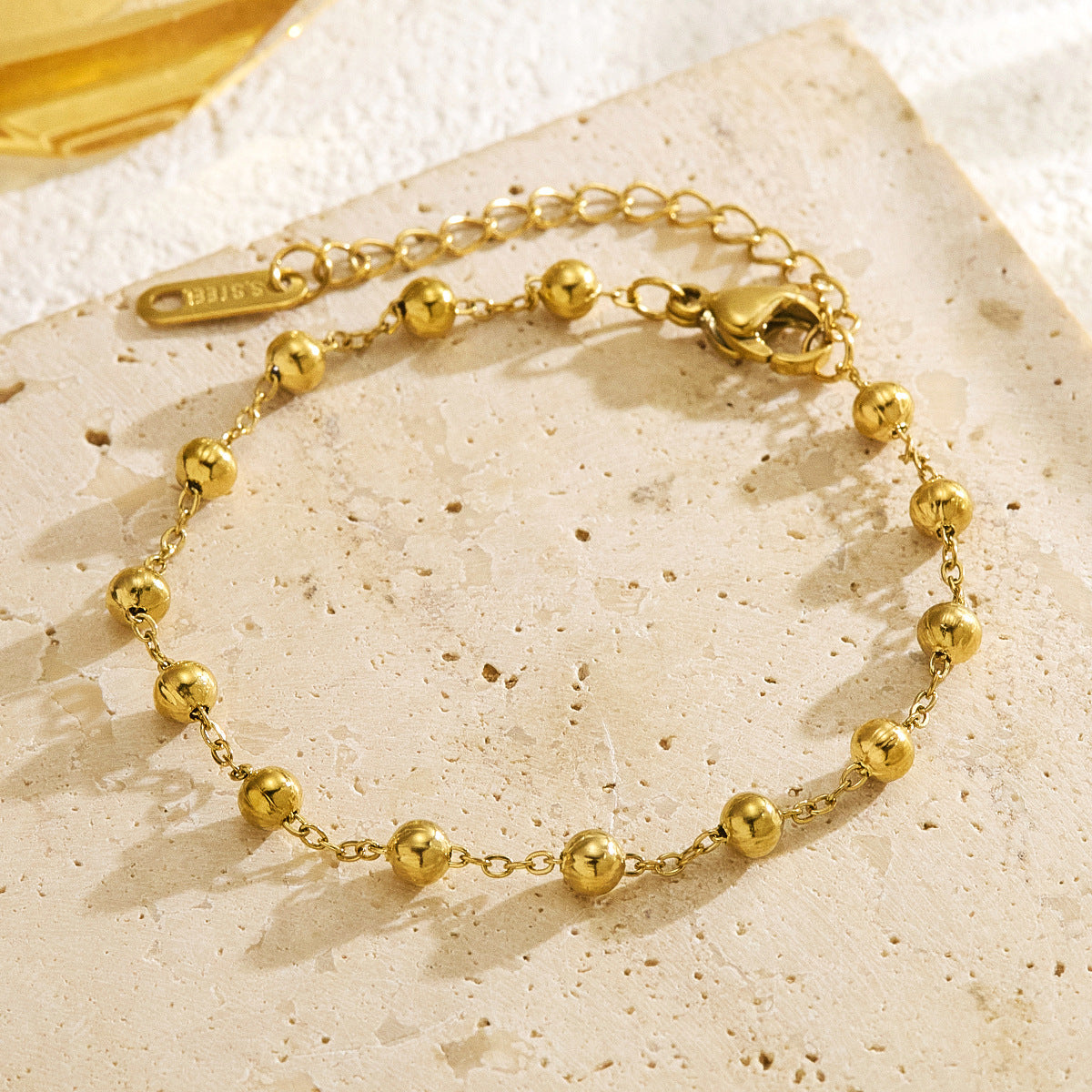 Women's Stainless Steel Round Beads Gold Fashion Bracelets