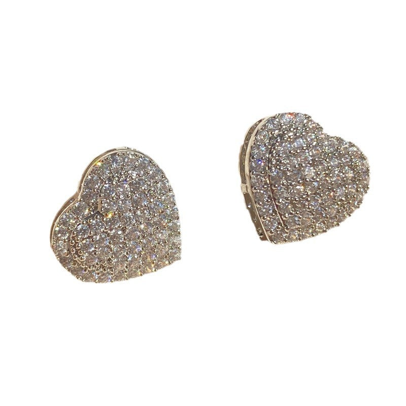 Women's Fashion Exquisite Geometric Love Heart-shaped Copper Inlaid Rings