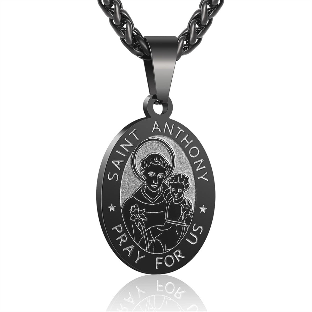 Women's & Men's Double-sided Portrait Medal Cross Stainless Steel Necklaces