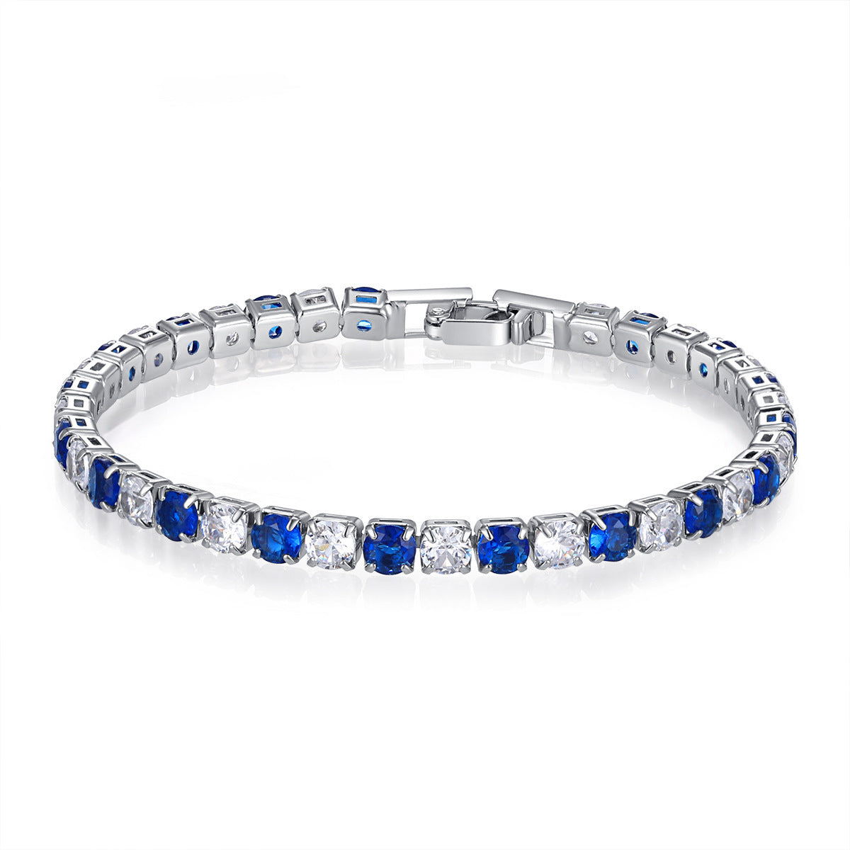 Star Color Stone White Crystal Love Zircon Square Sier Bracelet