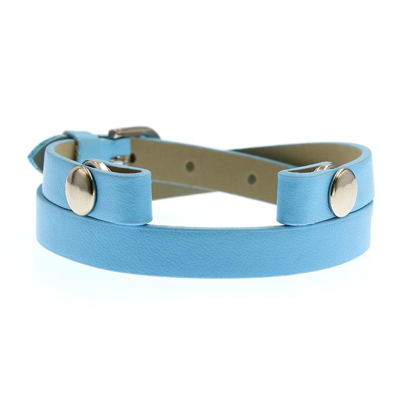Leather Double Section Wrist Strap Bright Color Bracelet