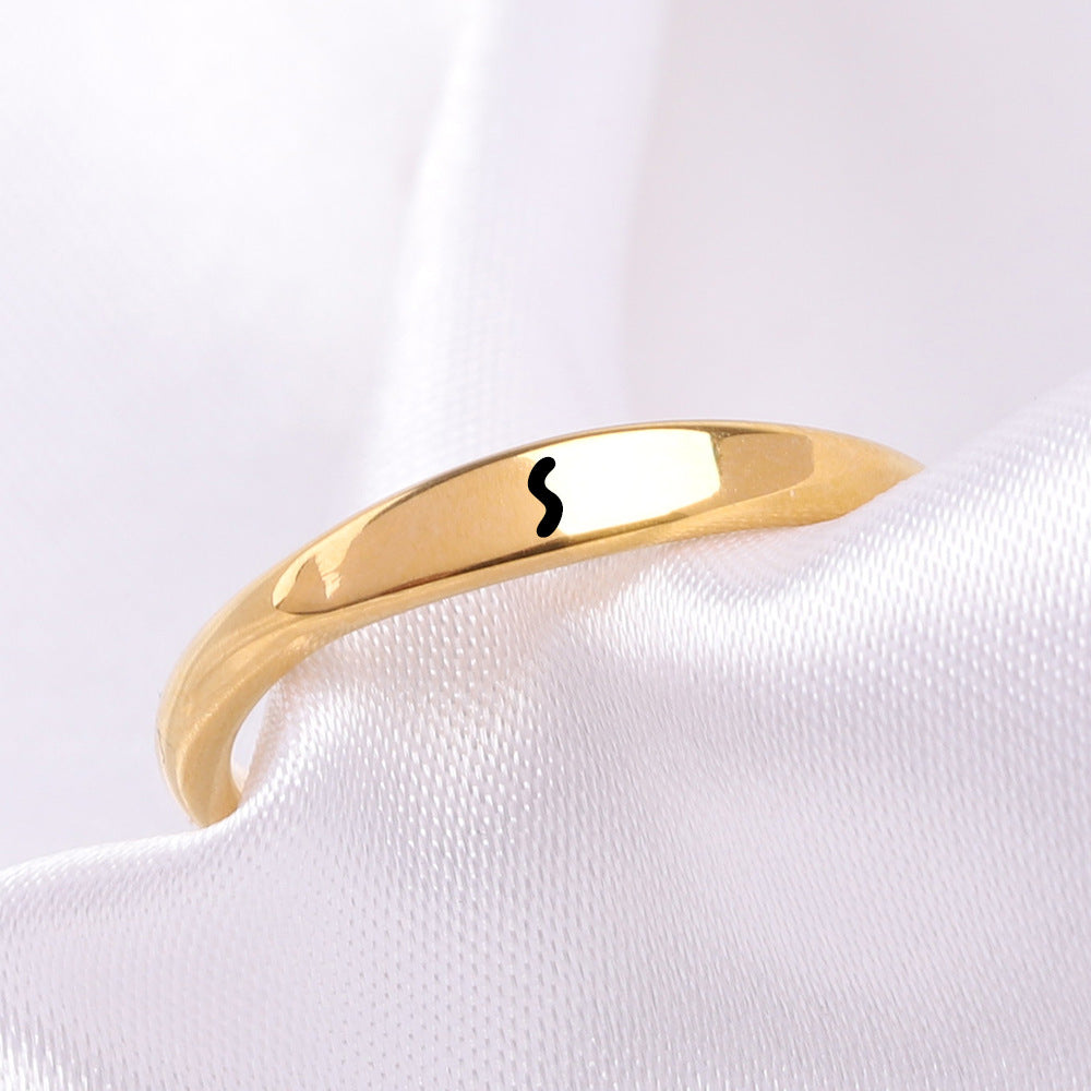 Women's & Men's Fashion English Letter Titanium Steel Simple Rings