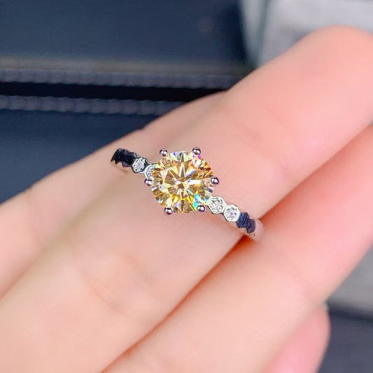Women's Broadcast Karat Exquisite Simulation Citrine Colored Gems Simple Rings
