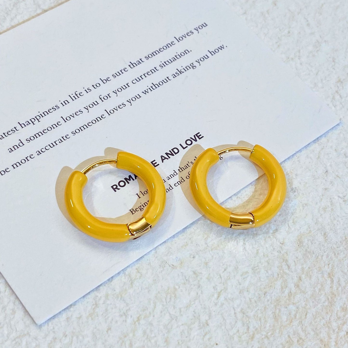 Plated Real Gold Ginger Flower Enamel Drip Glazed Female Sweet Earrings