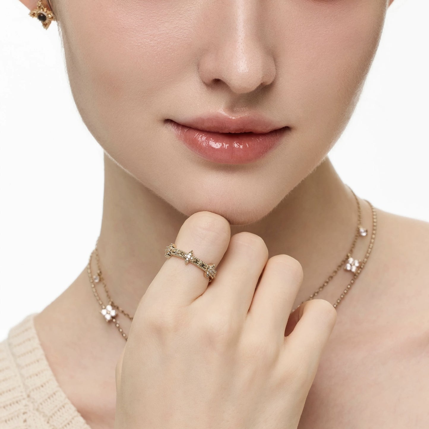 Glorious Youth Series Star Zircon Female Design French Retro Rings