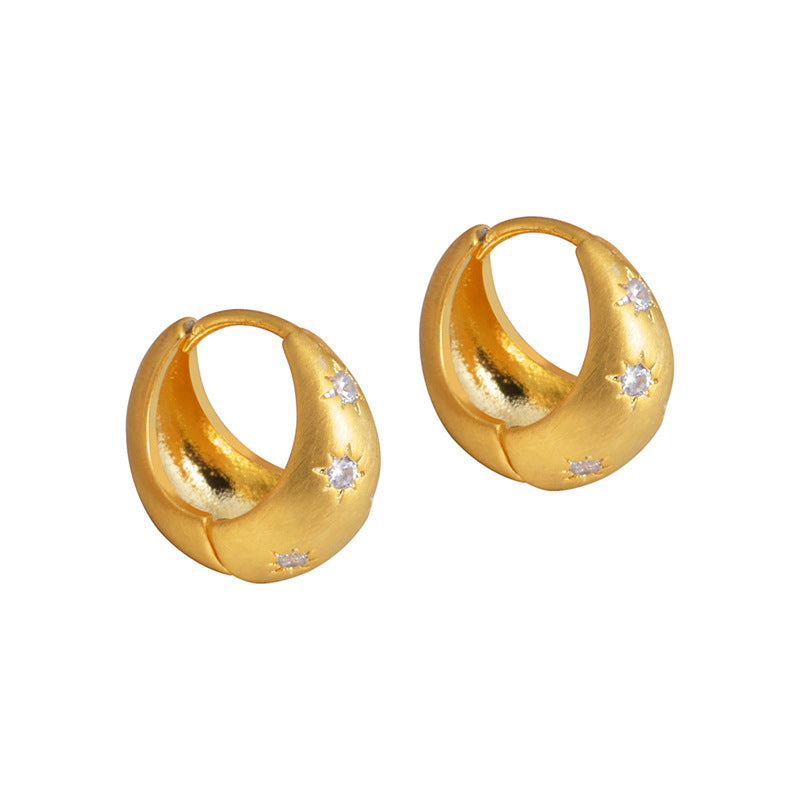 Retro Style Temperament Eight Awn Star Clip Niche High-grade Earrings