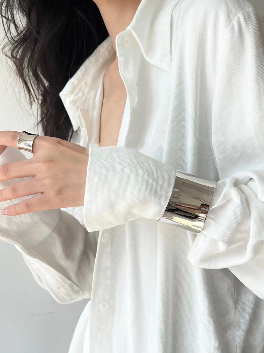 Gold Open Summer Exaggerated Personality Glossy Electroplated Alloy Bracelet