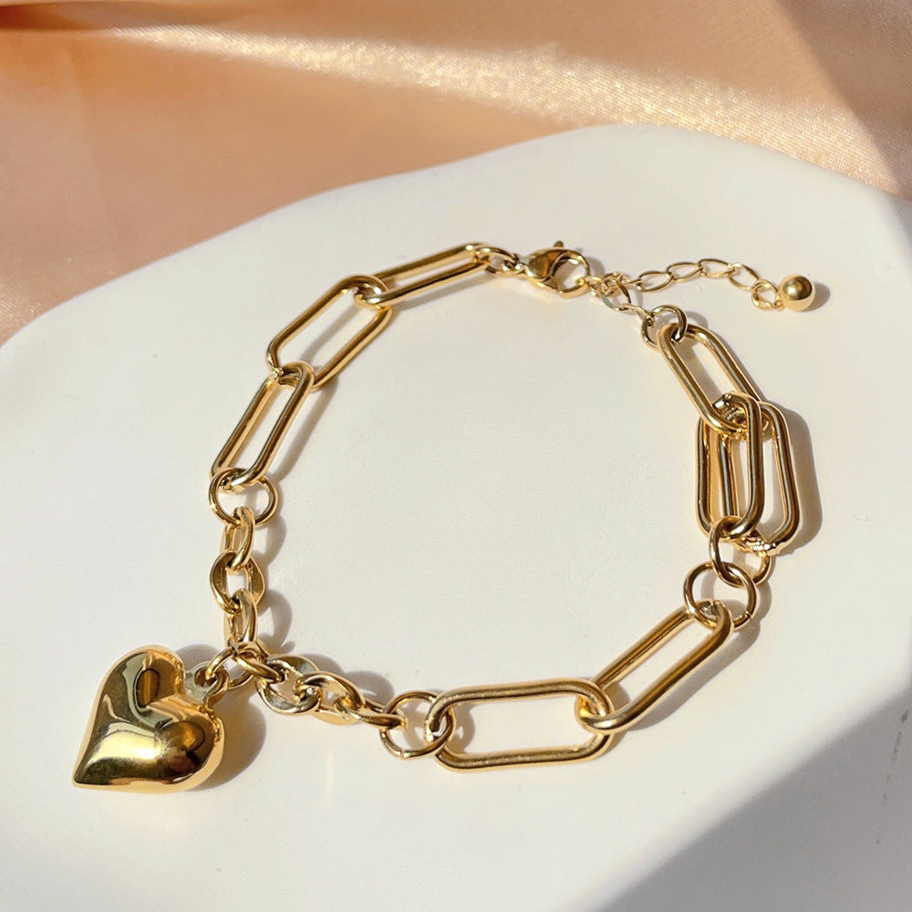 Cool Hot Heart Temperamental Peach Titanium Bracelets