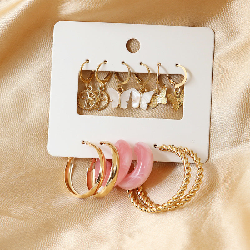 Women's Color Resin Leopard Print Pairs Retro Fashion Earrings