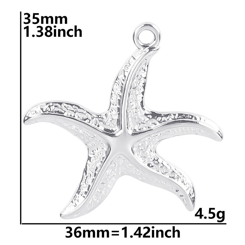 Steel Color Irregular Starfish Titanium Colorful Metal Pendants