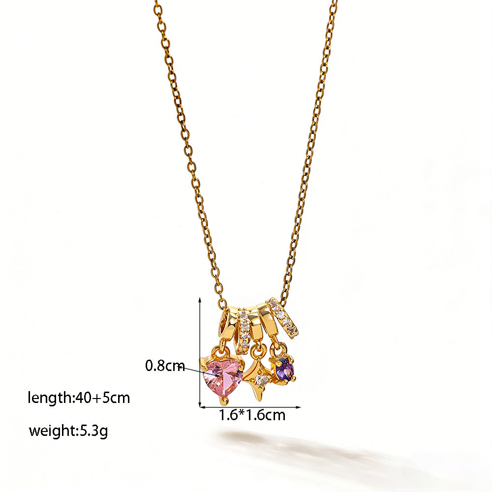 Women's Micro Inlaid Zircon Sun Star Moon Zodiac Clavicle Necklace
