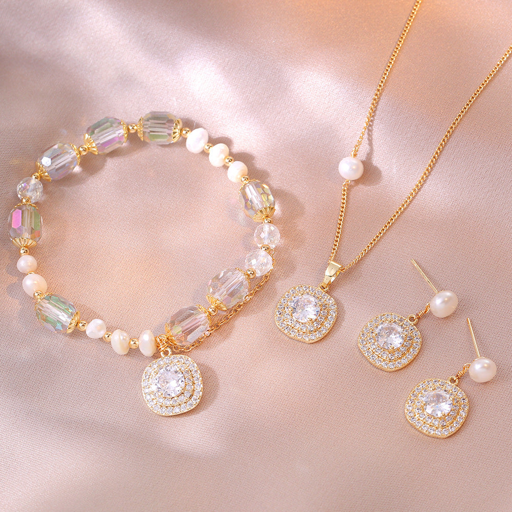 Women's Freshwater Pearl French Retro Sier Needle Necklaces