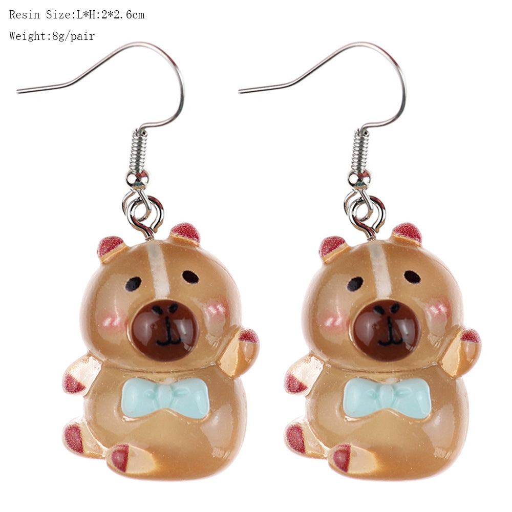 Cartoon Luminous Khaki Barra Capybara Creative Childlike Heart Rings
