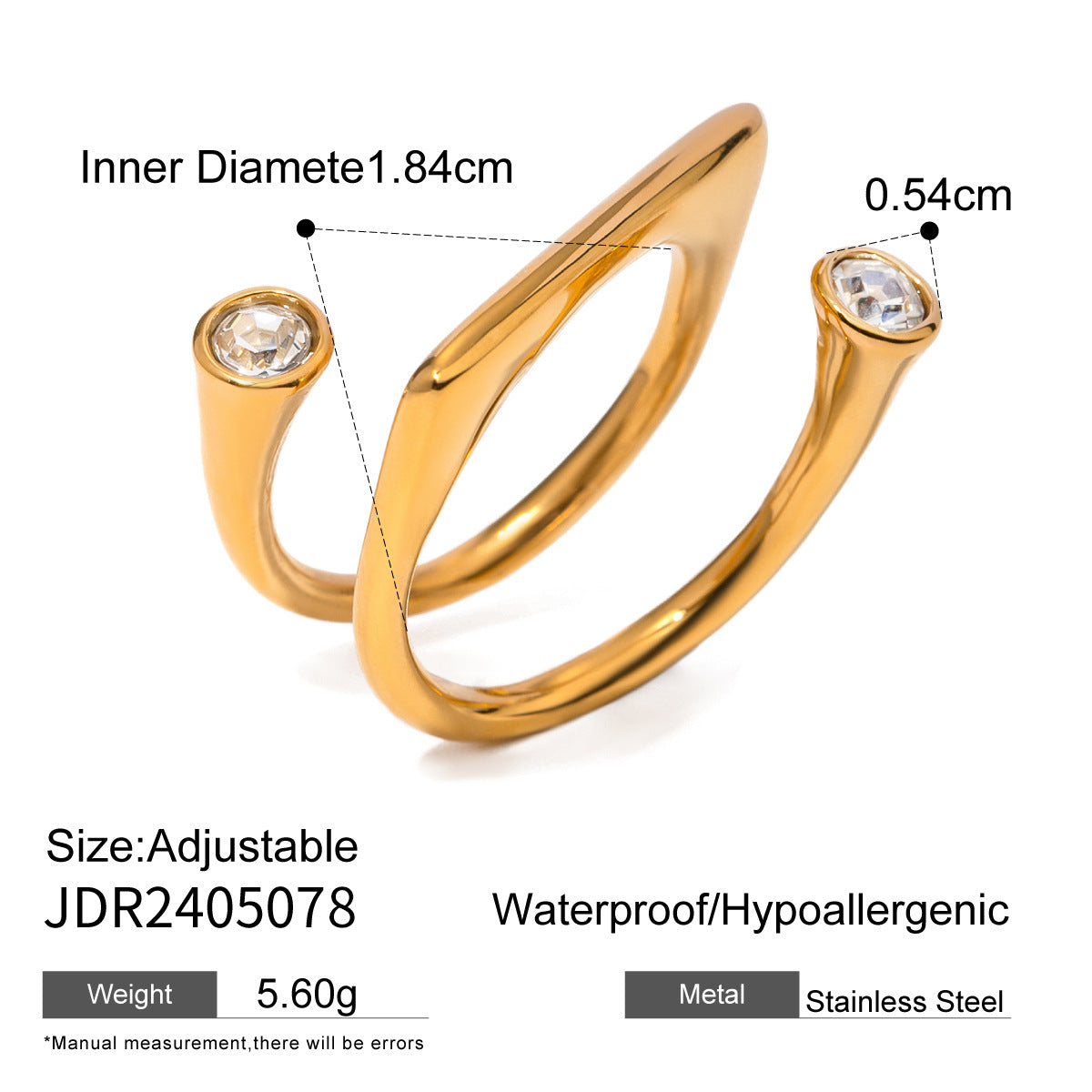 Ding Stainless Steel Diamond High-grade Niche Rings