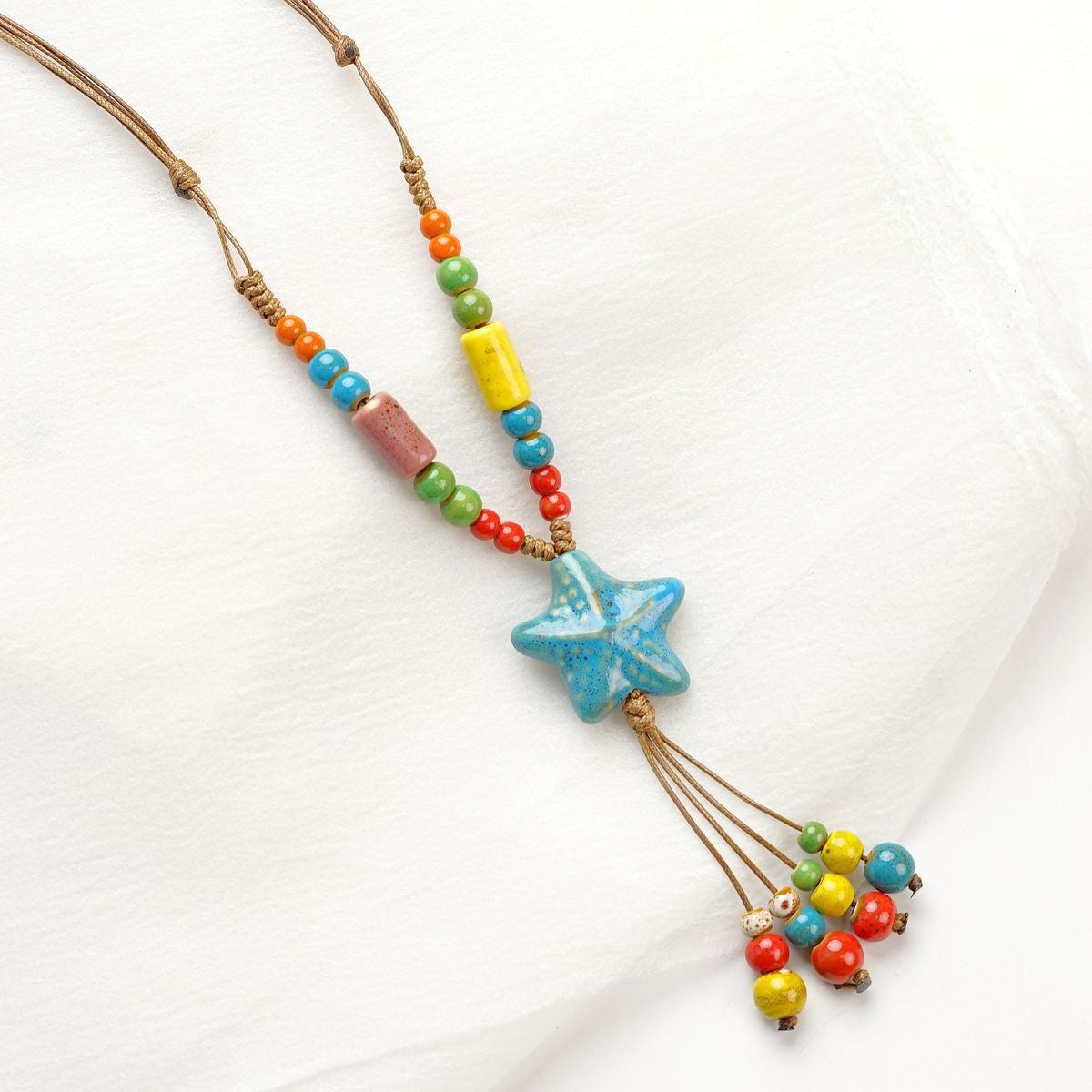 Style Personalized Trendy Ceramic Geometric Colorful Fish Long High-grade Necklace