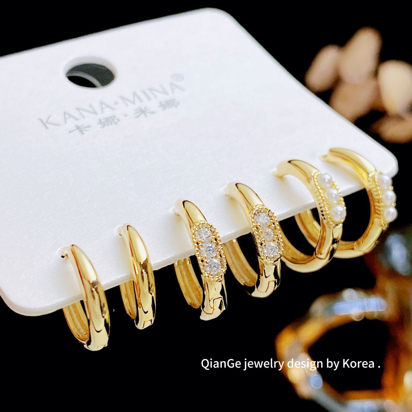 Golden Light Luxury Three Pairs Clip Temperament Wild High-grade Sense Ear Buckle