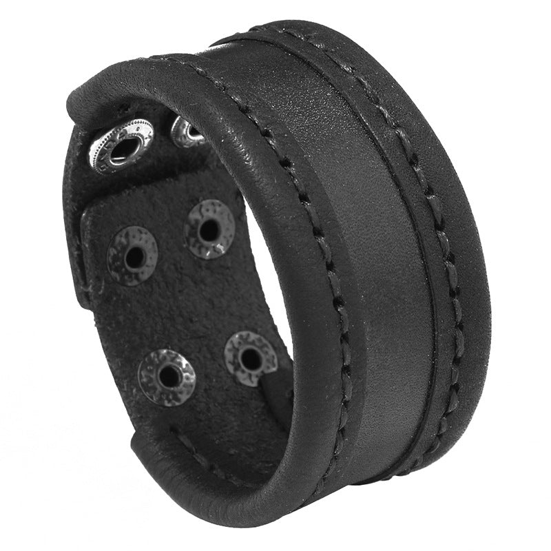 Simple Handmade Stitching Vintage Cattle Leather Bracelet