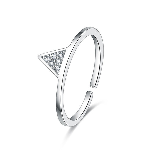 Ornament Triangle Zircon With Diamond Opening Rings