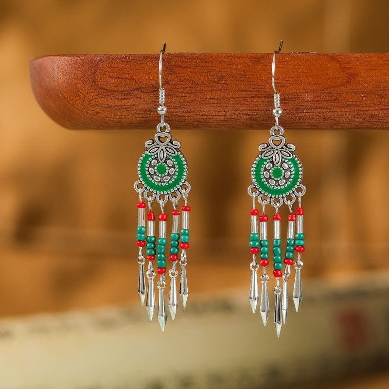 Ethnic Style Long Fringe Exotic Holiday Trip Earrings