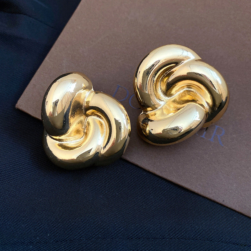 Women's Needle Round Curved Geometric Ear Retro Personalized Temperamental Light Luxury Earrings