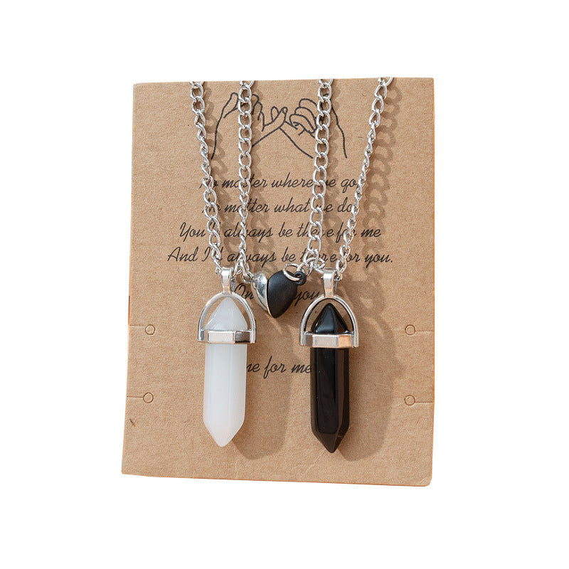 Prism Couple Magnetic Natural Stone Crystal Pendants