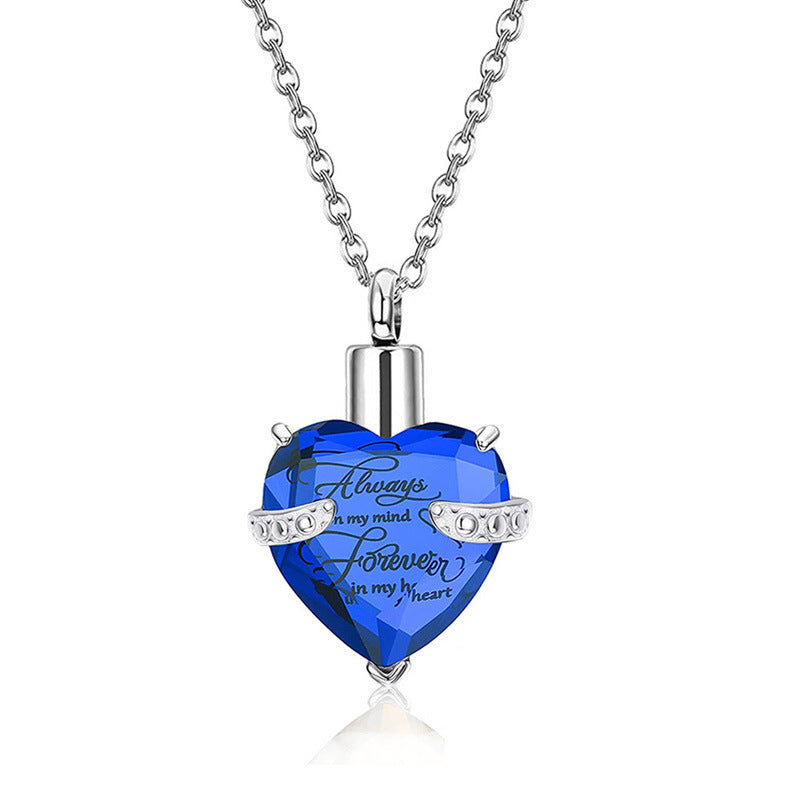 Heart-shaped Crystal Month Birthday Stone Casket Pendants