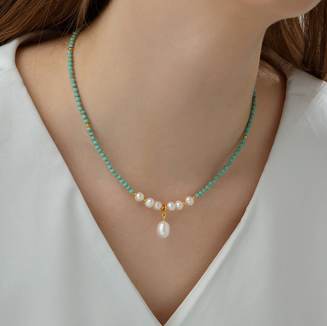 Women's Rice Grain Freshwater Pearl Simplicity Fashion Temperament Design Clavicle Chain Necklace
