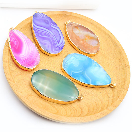 Agate Colorful Slices Irregular Rough Stone Pendants