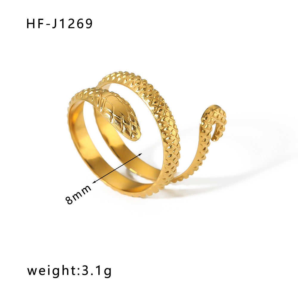 Minority Design Irregular Oil Pressure Gold Titanium Steel Open Female Rings