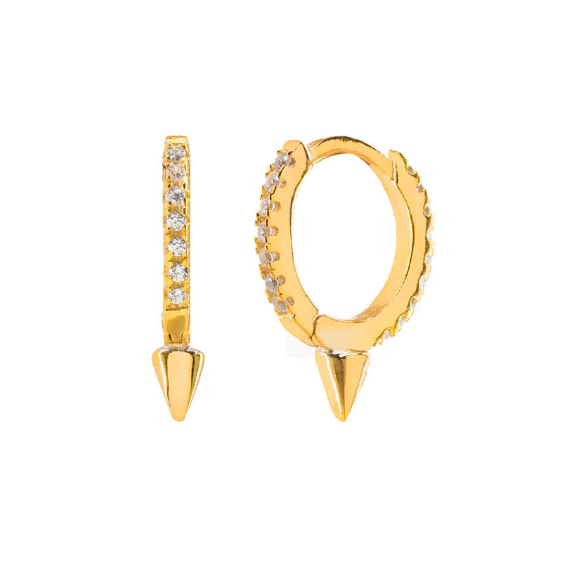 Sier Needle Light Luxury Geometric Inlaid Zircon Ear Simple Fashion Earrings