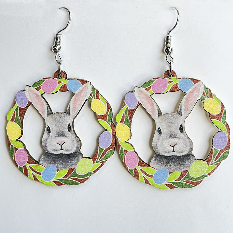 Children's Easter Ladies Cute Mushroom Cross Rabbit Earrings