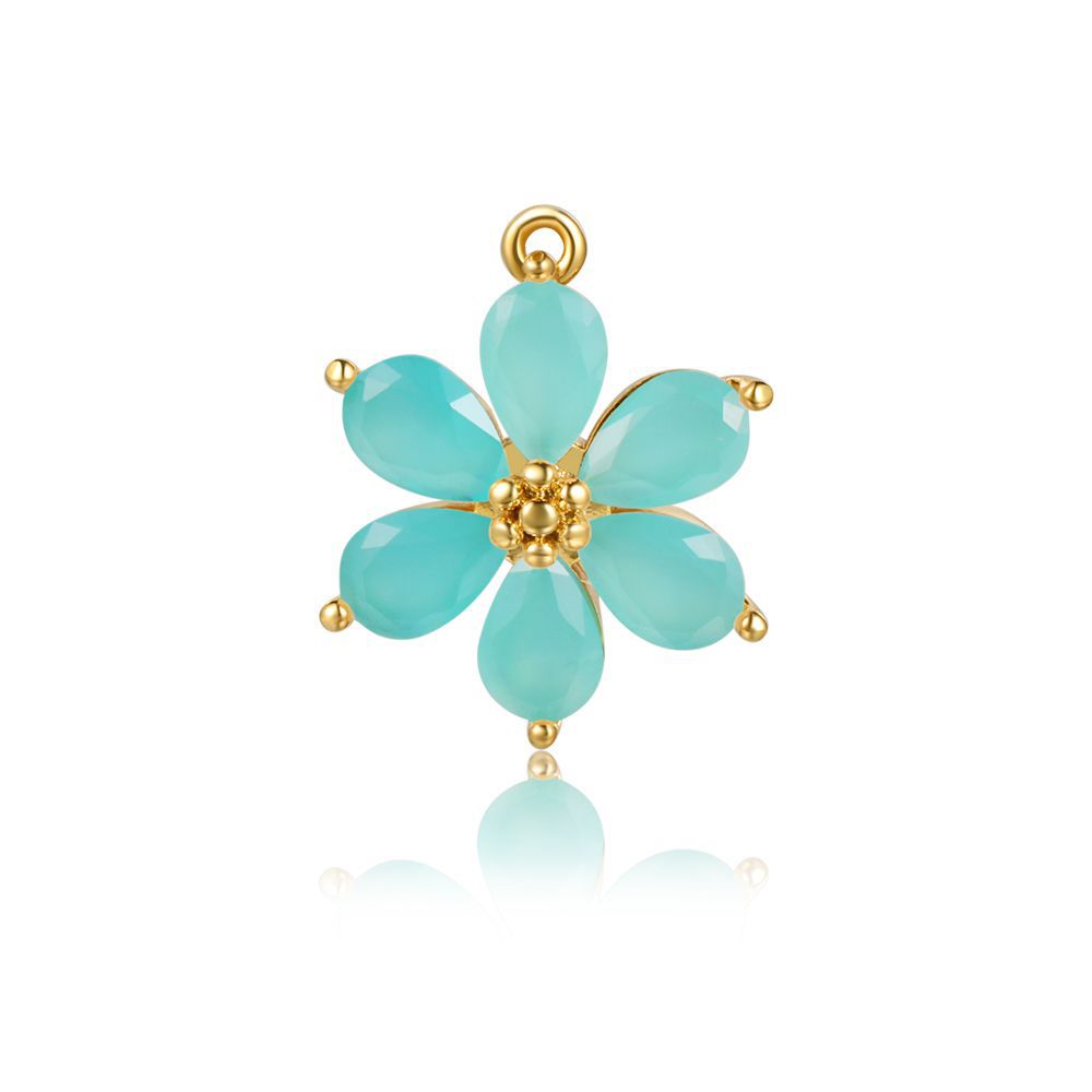 Flower Gold Protection Color Zirconium Copper Parts Earrings