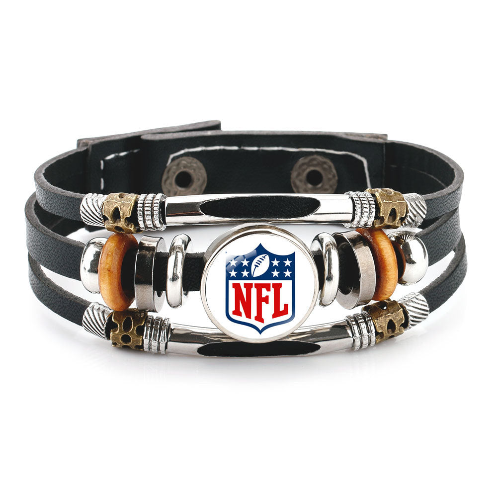 Genuine Leather Hand Professional Rugby League Team Time Stone Bracelet