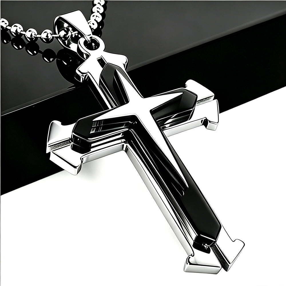 Men's Cross Split With Ball Chains Pendants