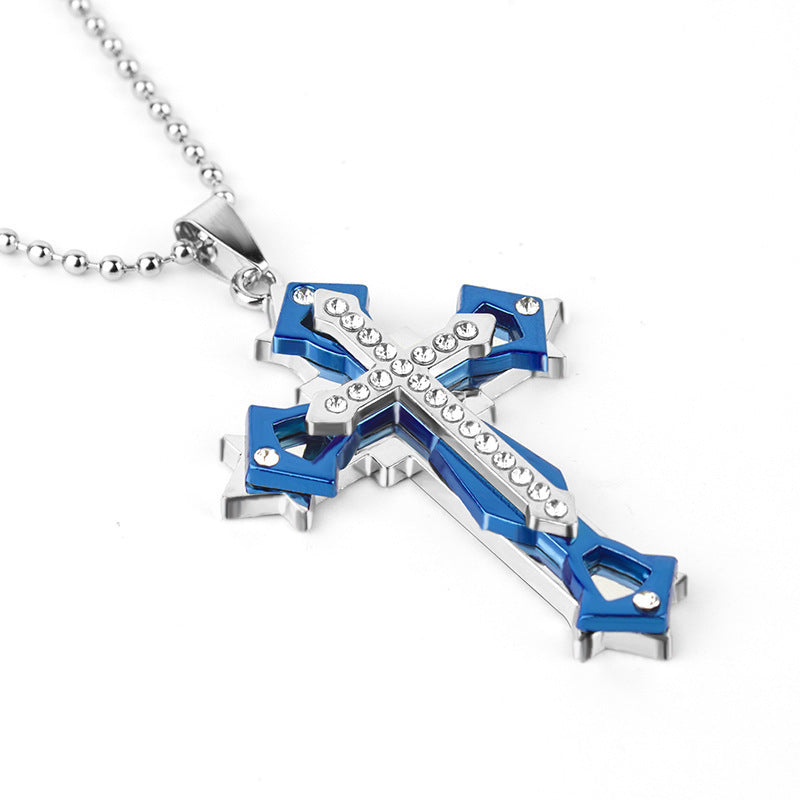 Men's Metal Cross Frame Chain Jewelry Pattern Necklaces