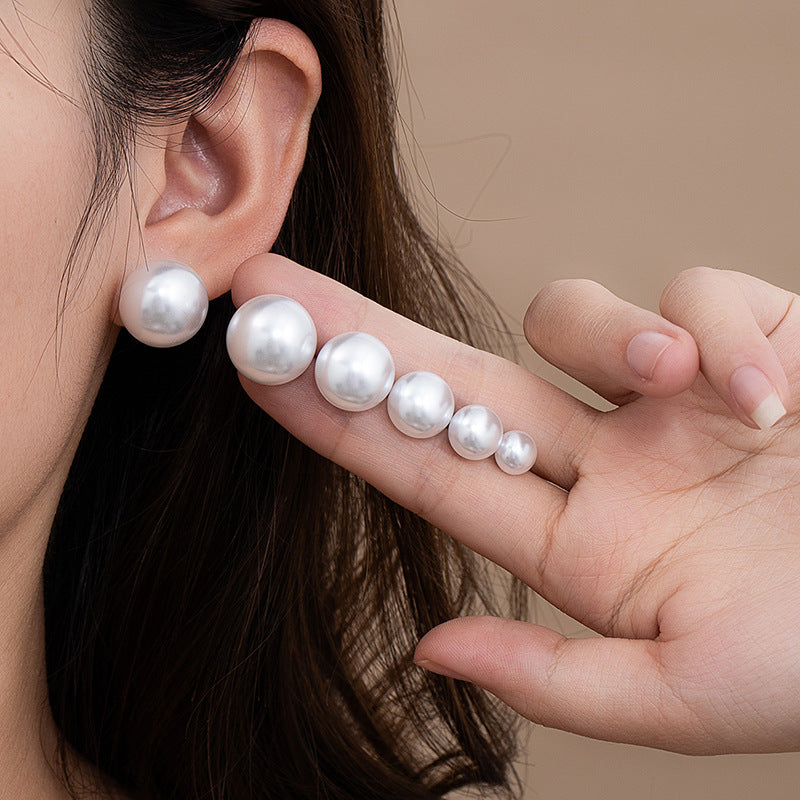 Bread Pearl Female Sier Needle High-grade Light Luxury Shell Pearls Stud Earrings