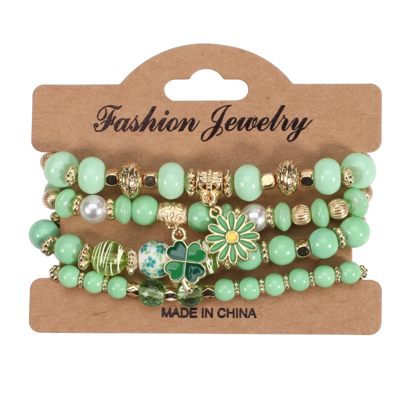 Irish St. Day Clover Four-leaf Butterfly Bracelets