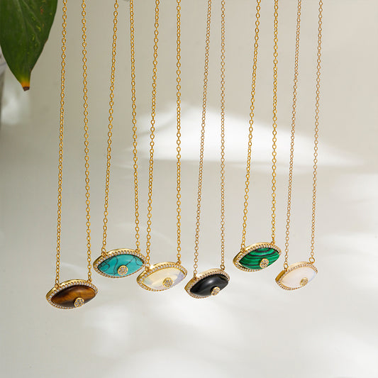 Gold-plated Natural Gem Devil's Eye Zircon Necklaces