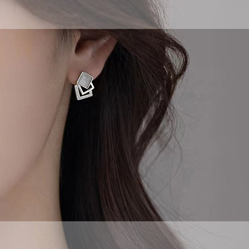 Needle Korean Style Square Elegant Female Earrings