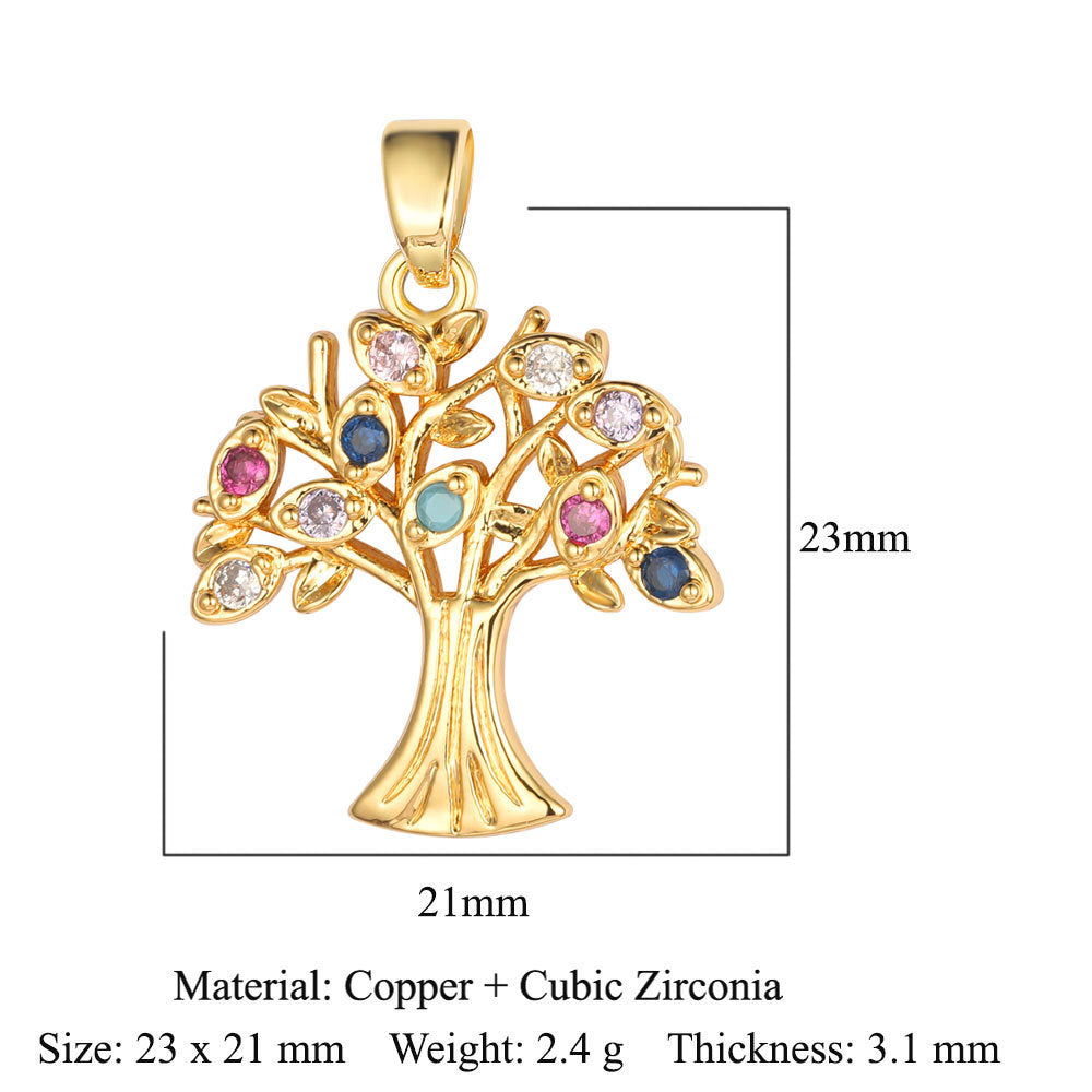 Tree Arrow Color Zirconium Copper Micro Inlaid Pendants