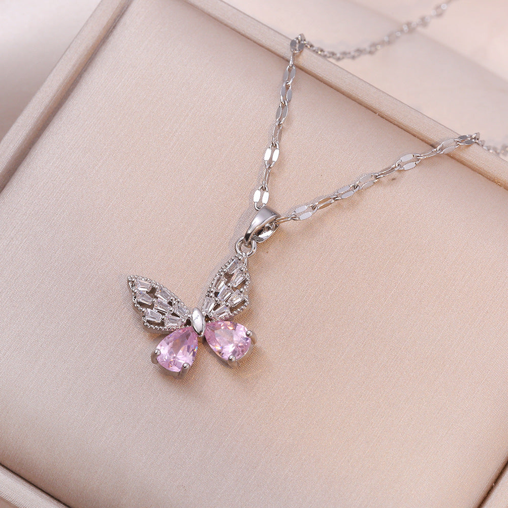 Style Butterfly Full Diamond High-grade Light Necklaces