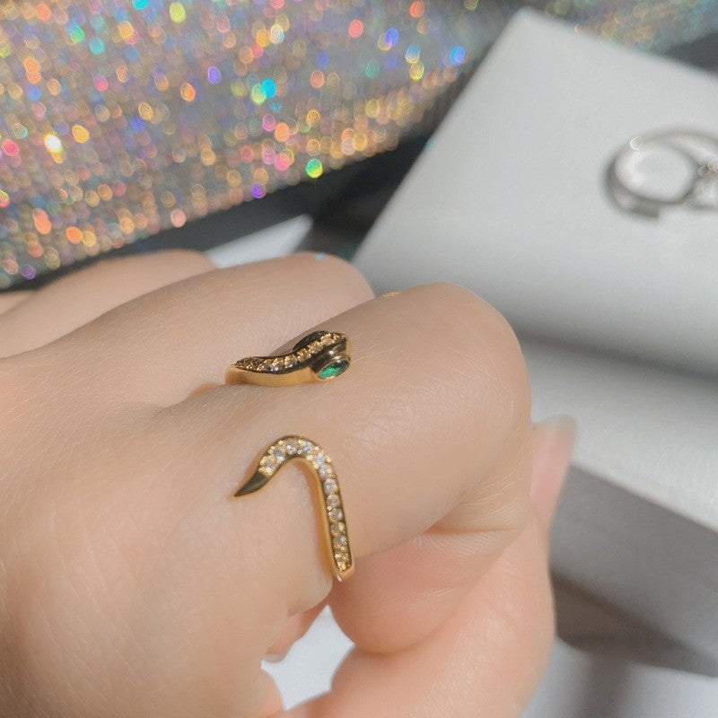 Camellia Fashion Romantic French Golden Rhinestone Gold Plated Ring