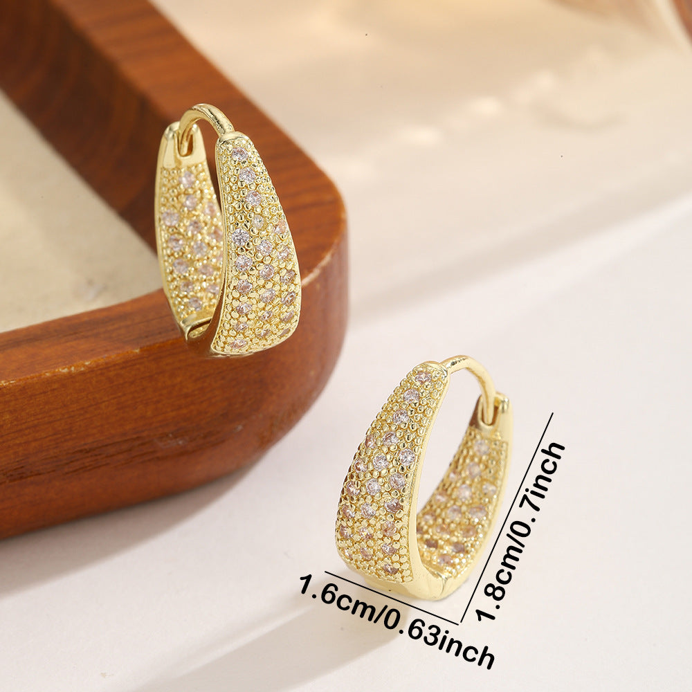 U-shaped Zircon Light Luxury Geometric Simple Copper Eardrop Ear Buckle