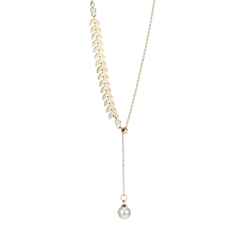 Versatile Innovative Niche Design Wheat Pearl Necklaces