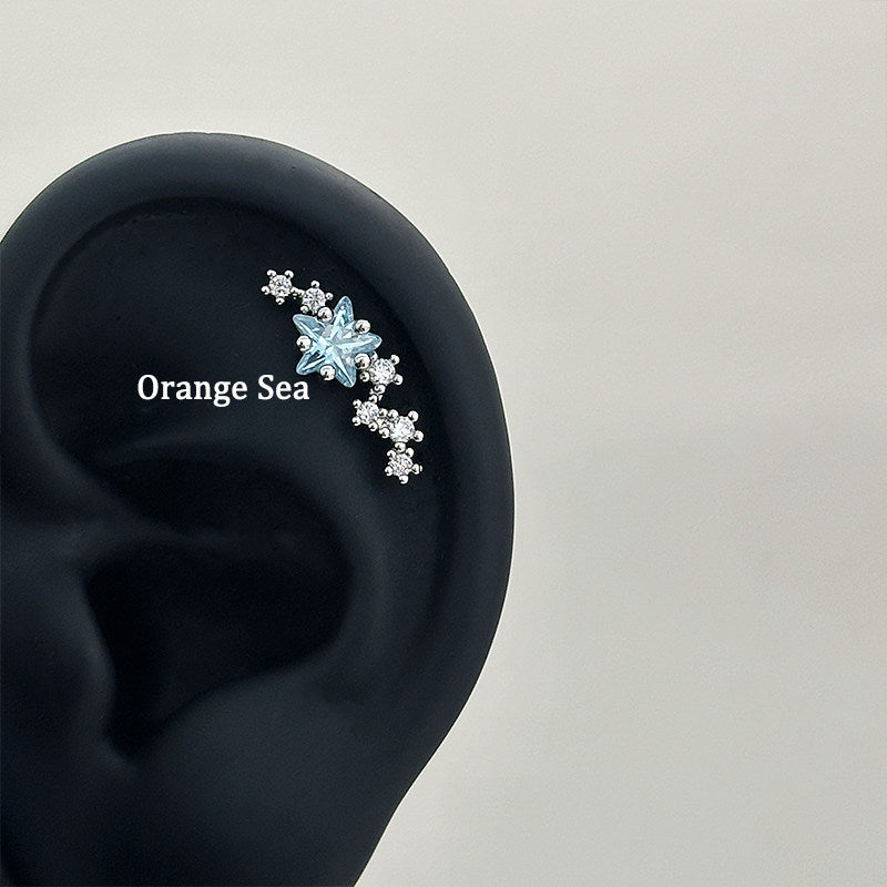 Bunch Of Meteor Flash Zircon Auricle Nail Titanium Steel Niche Stud Earrings