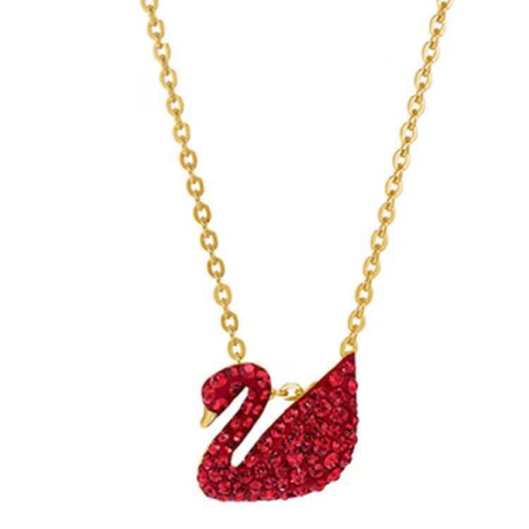 Red Pink White Black Swan Female Cymbal Clavicle Necklace